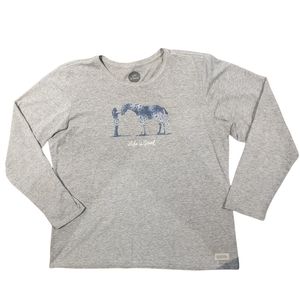 Life Is Good "Besties" Design Long Sleeve Crusher Tee, Size XL